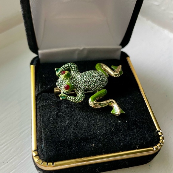 Cute Enamel Frog Pin with Articulated Legs - Picture 1 of 3